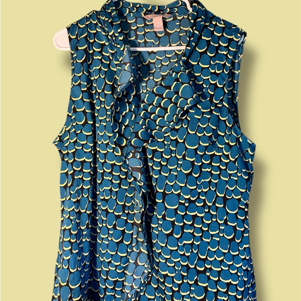 Banana Republic Blue Asymmetrical Sleeveless Blouse